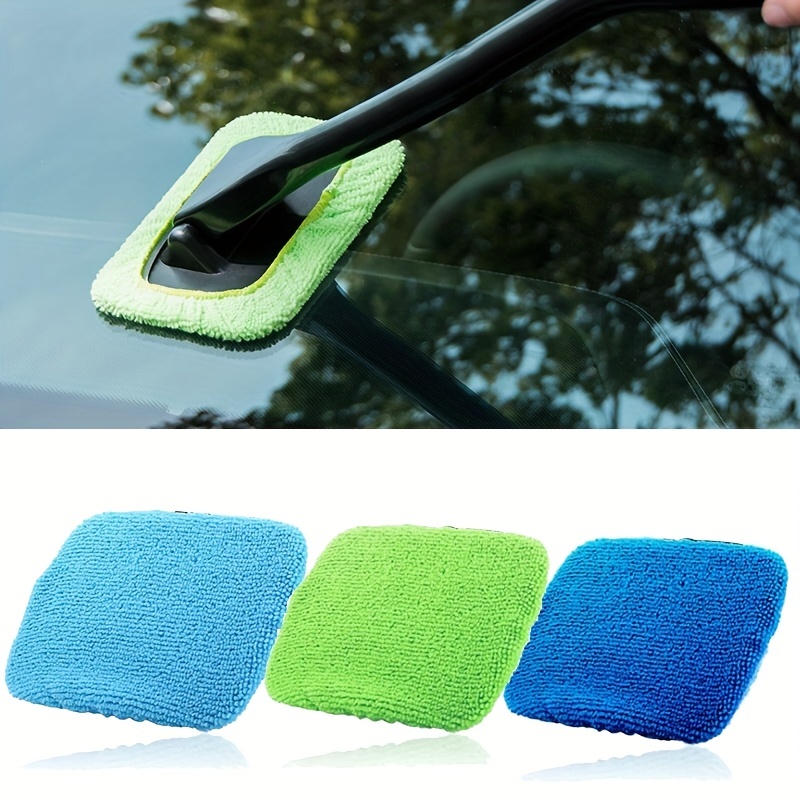 Windshield Cleaner -Microfiber Car Window Cleaning Tool with Extendable  Handle Cloth Pad Head Auto Interior Exterior Glass Wiper Car Glass Cleaner  Kit