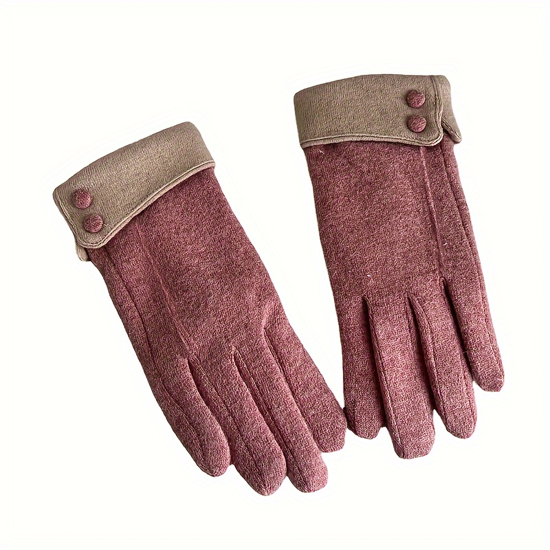 Imitation Cashmere Warm Gloves Solid Color Buckles Decor Temu