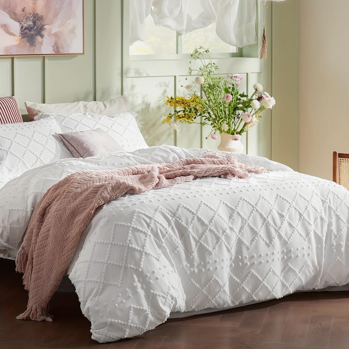 Boho Style Tufted Comforter Insert (wihtout Pillowcase) - Temu