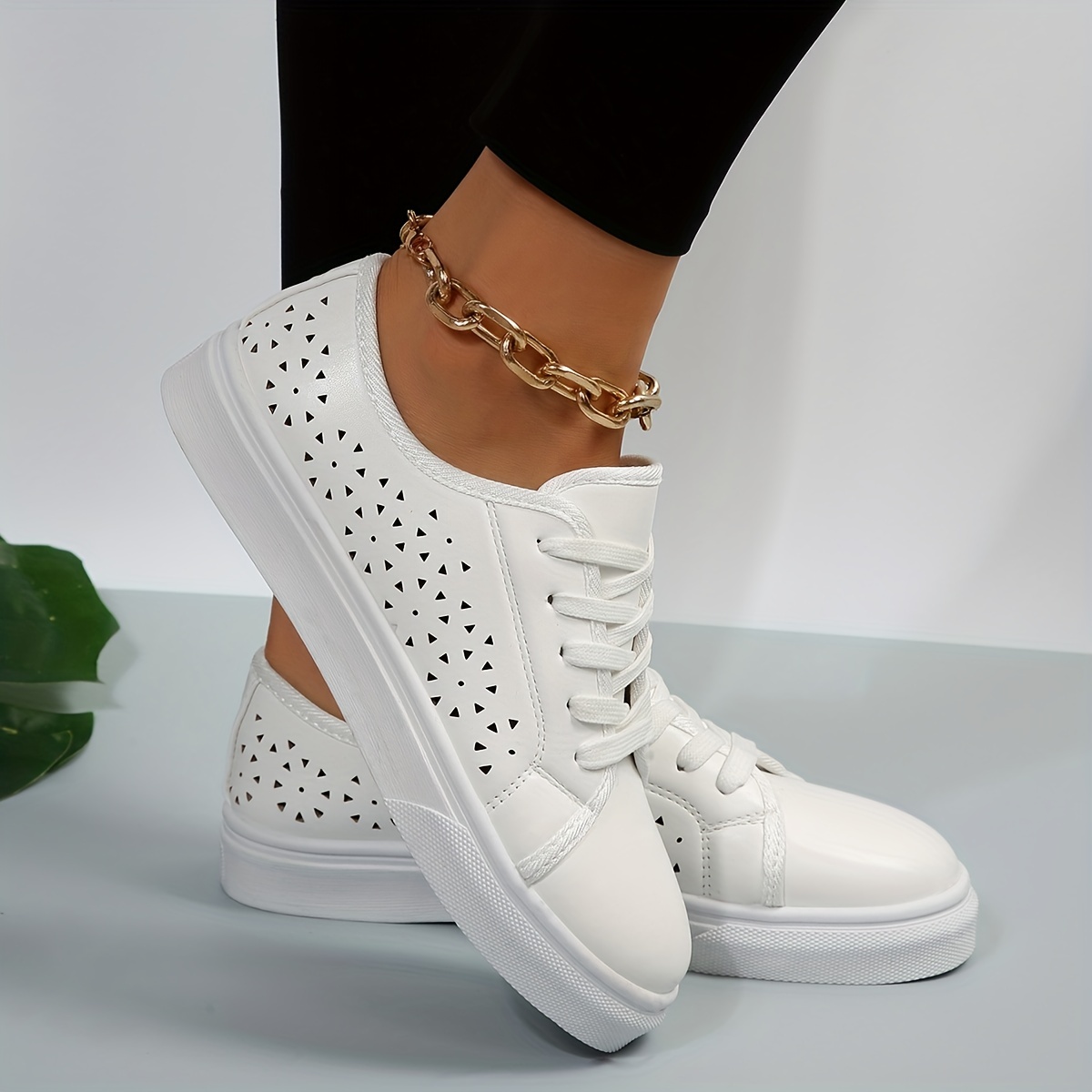 Zapatillas Mujer Diseño Huecos Zapatos Casuales Cordones - Temu