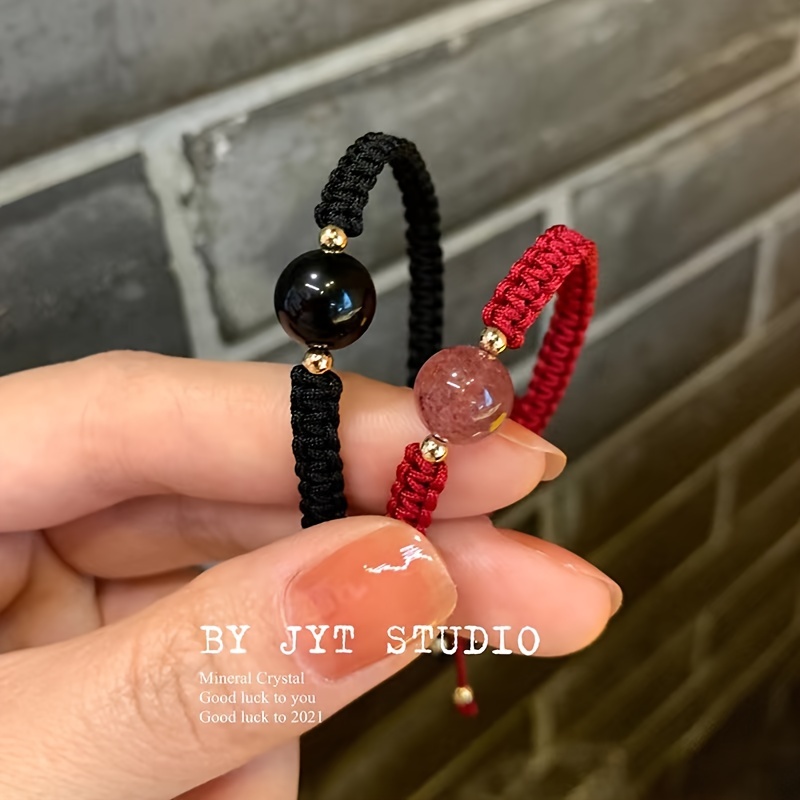 Lucky Red Beaded Bracelet Woven String Perfect Jewelry Gift
