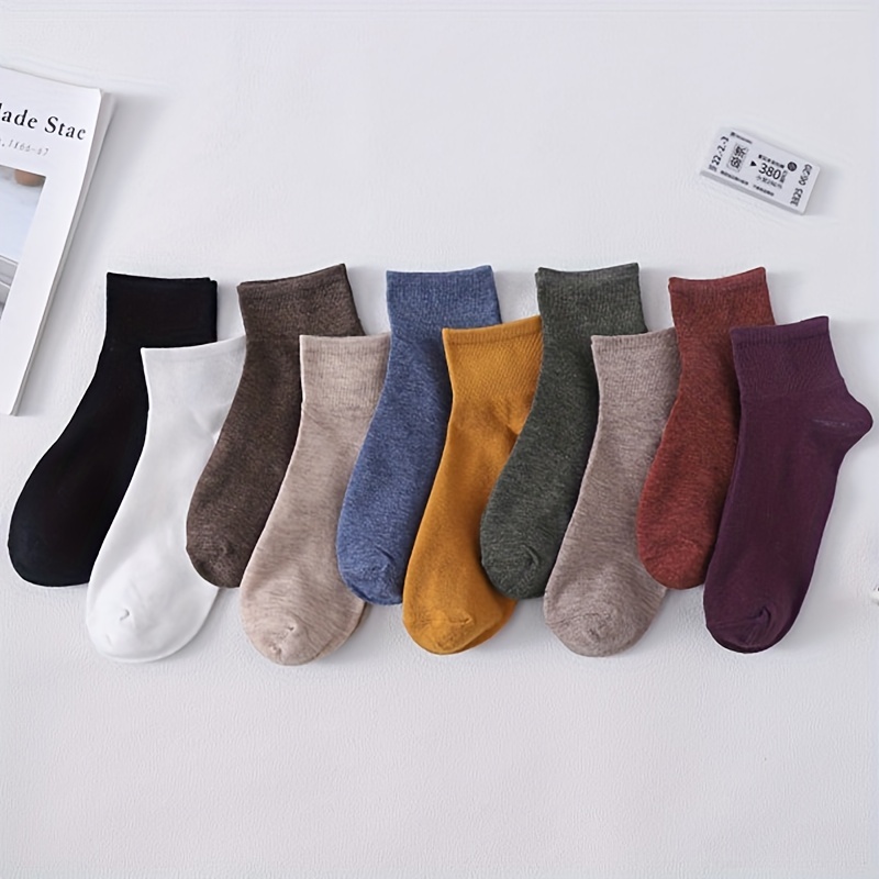 5 Pairs Solid Short Socks Soft & Comfy Women's Stockings & Hosiery