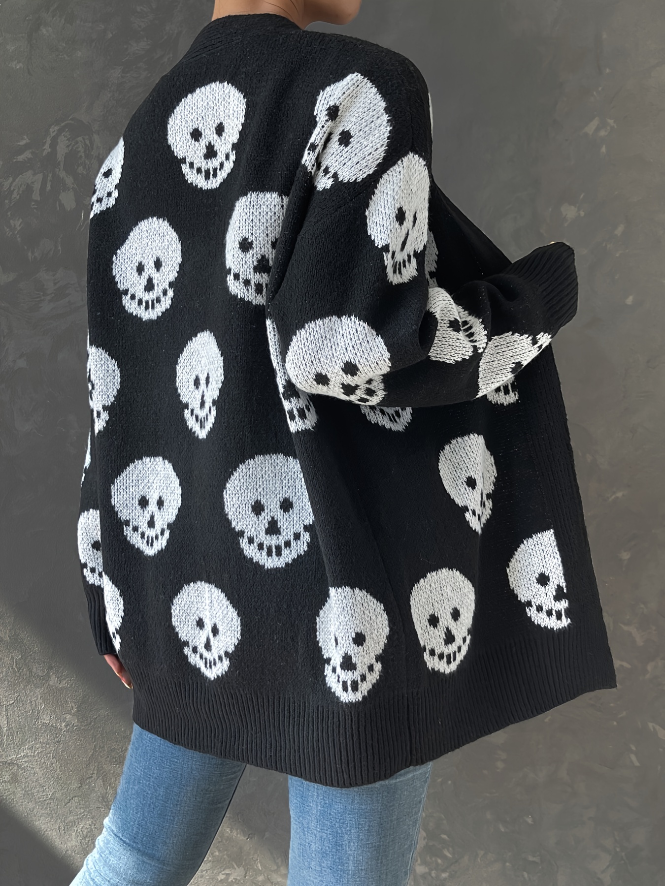 Womens skull cardigan on sale sweater