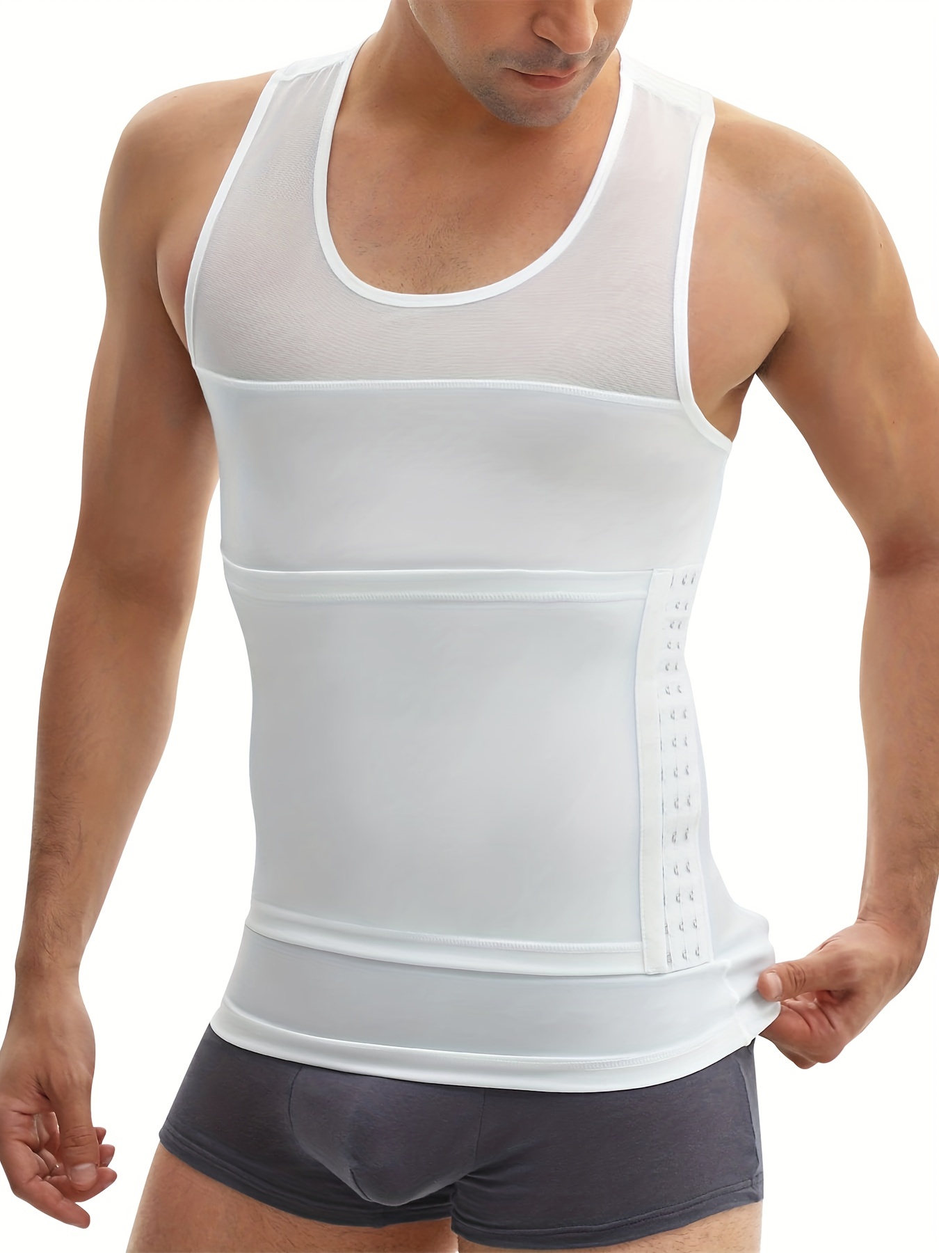 1pc Tummy Trimmer Body Shaper Tight Tank Top Under Shirt Chest Pull Girdle  Vest Men Moobs Binder, Men's Shapewear Tops