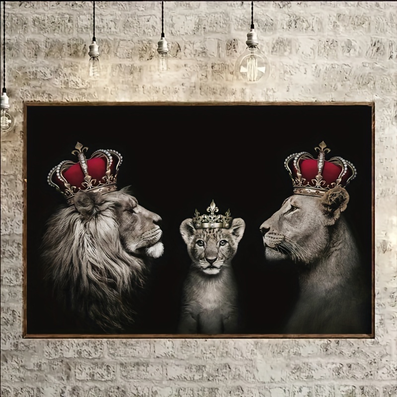 

1pc Canvas Poster, Modern Art, Black And White Lion Family, Ideal Gift For Living Room, Kitchen, Decor Wall Art Wall Decor, Home Decor, Wall Art, Room Decor, Room Decoration, No Frame