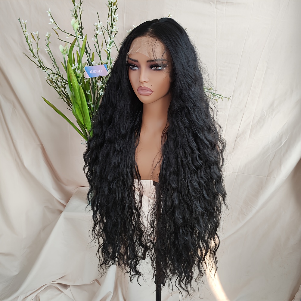 Chocolate Brown Wig 86.36 cm Synthetic Lace Wig Natural Hairline Fluffy Long Curly Wig 13 6 Lace Wig For Women Daily Party Use