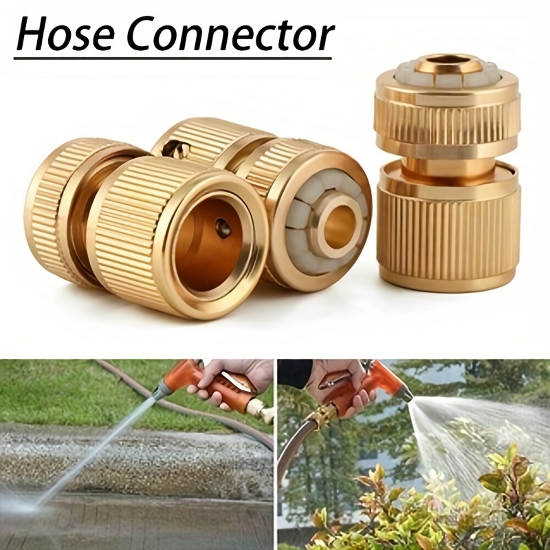 

1 Set, 1/2" Brass Hose Connector Hose End Quick Connect Fitting Garden Watering Water Tap Pipe Adaptor For Gardening Home Watering, Car Washing