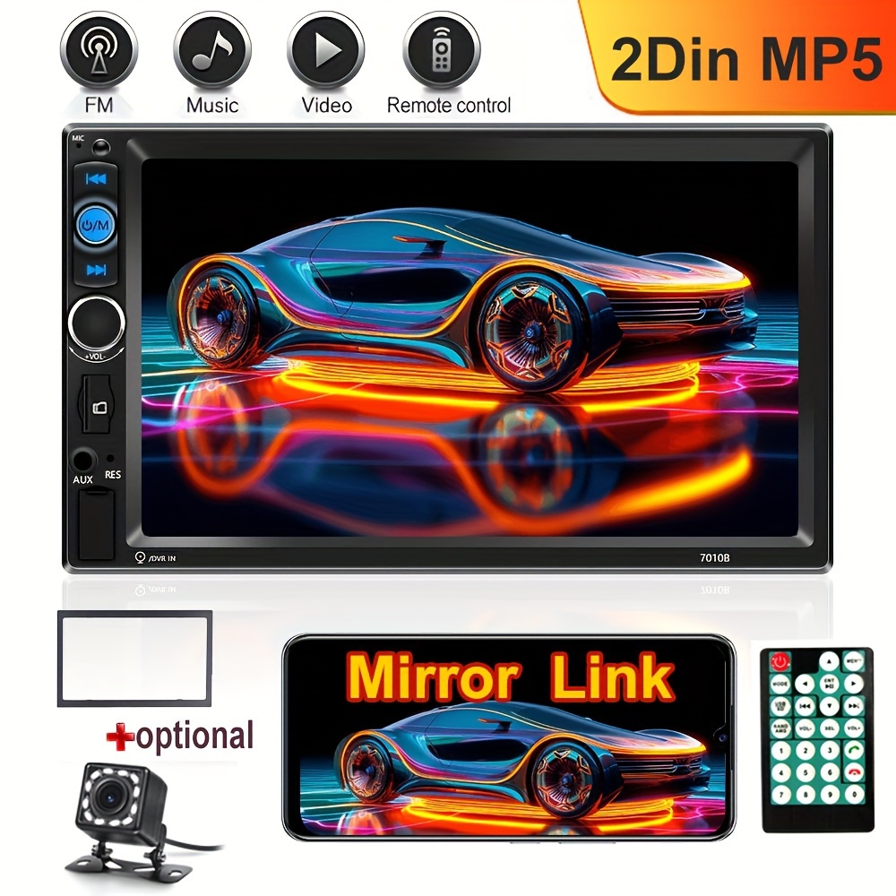 2 Din Car Radio Mp5 Player Hd Touch Screen Support Usb Sd Fm - Temu