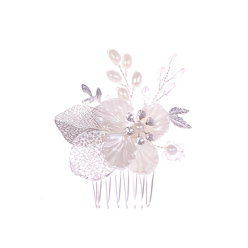 Silver Pearl Crystal Bridal Hair Comb Wedding Accessories