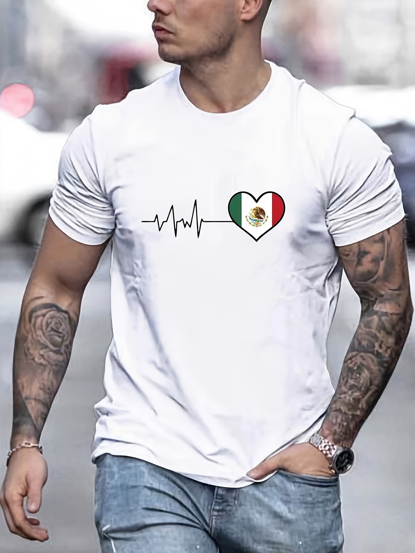 Mexico Flag Print T Shirt Tees For Men Casual Short Sleeve T - Temu