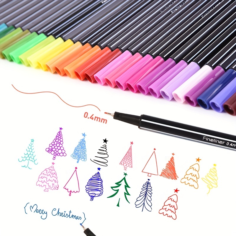 24 Color No Bleed Through Pens Markers Set 0.4 mm Fine Line Colored Sketch  Writing Drawing Pen for Bullet Journal Planner Note Taking and Coloring  Book 