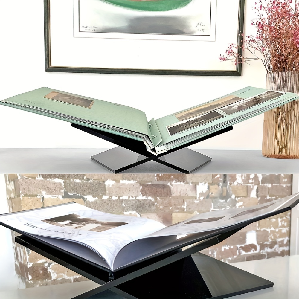 LR BAYT Acrylic Book Holder Stand with Free Acrylic Bookmark and Microfibre  Cloth - Black Acrylic Book Stand for Display or Reading - Modern Design of