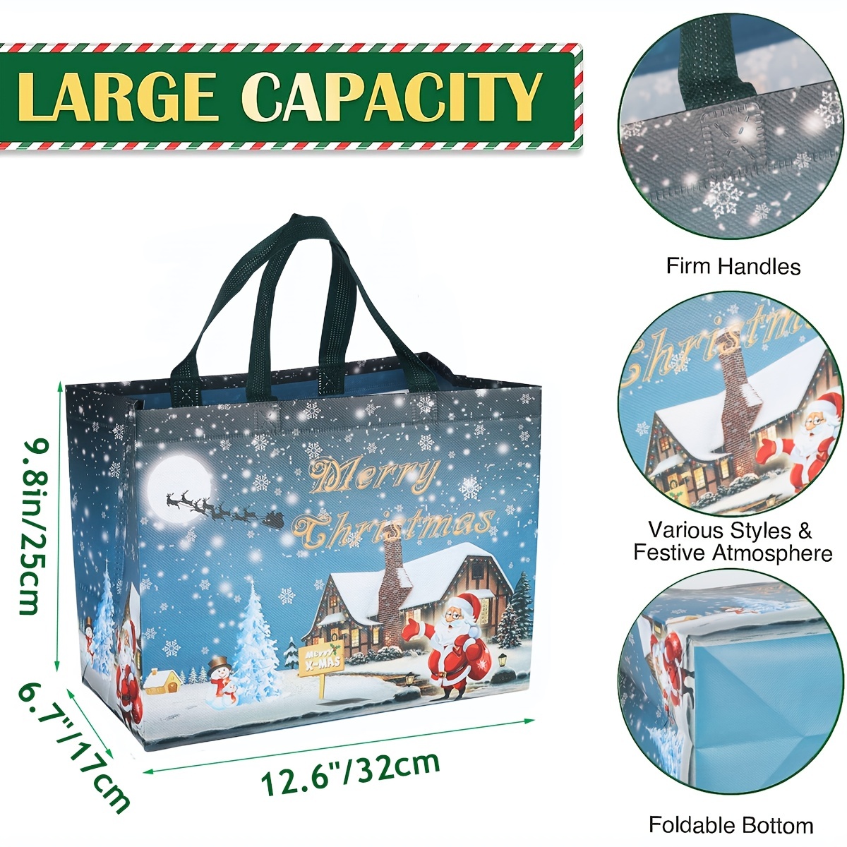 4 Bolsas Regalo Grandes Navidad 12.6 X 9.8 X 6.7 Pulgadas - Temu Chile