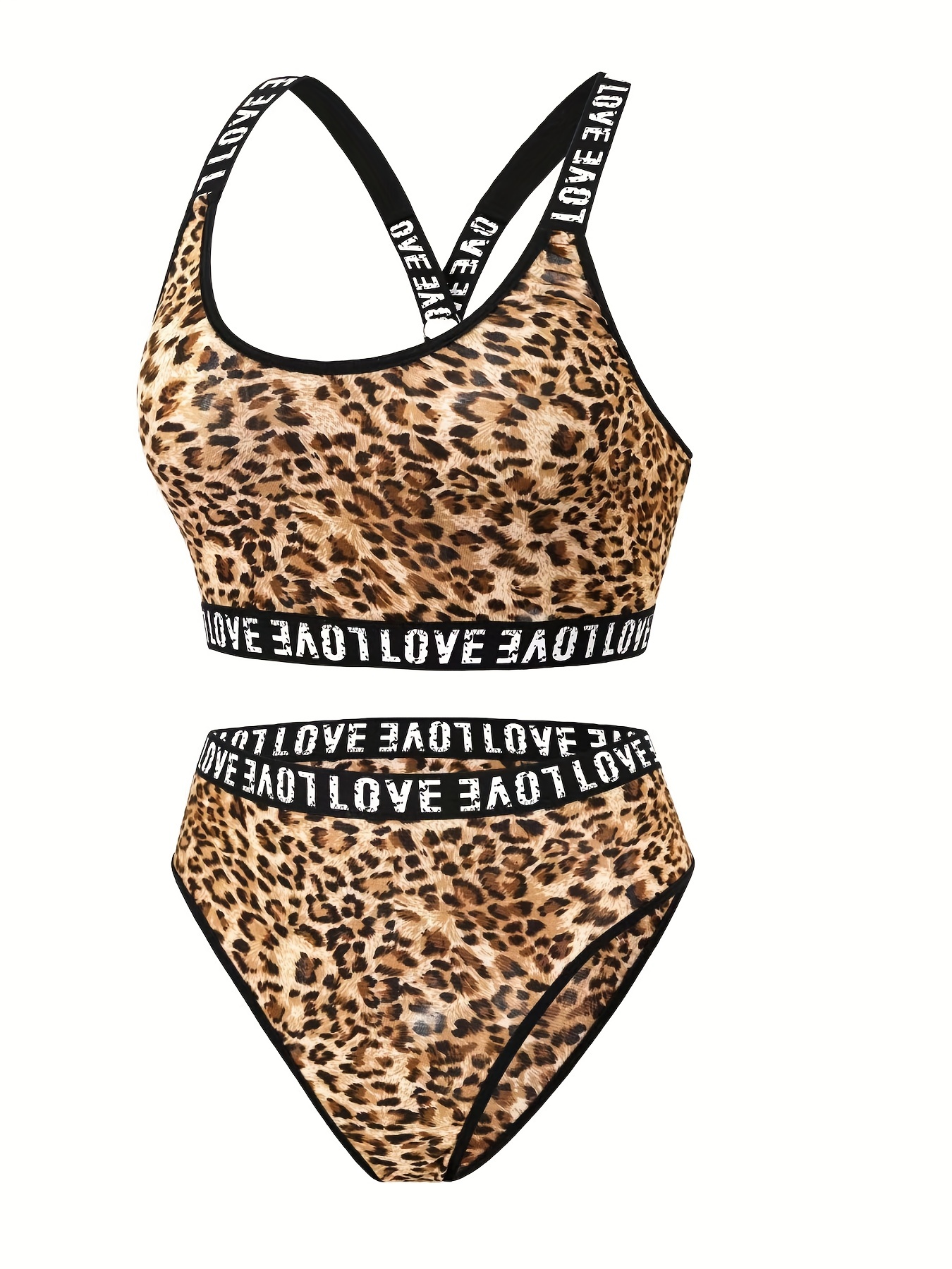 Plus Size Simple Bras Set Women's Plus Solid Leopard Print - Temu