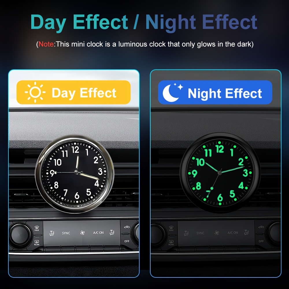 Mini Luminous Car Clock Automobiles Internal Stick Watch - Temu