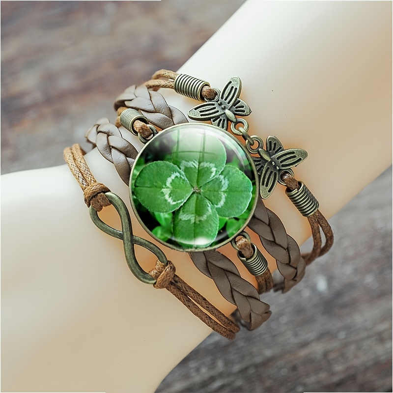 Lucky Clover Multilayer Leather Bracelet Set