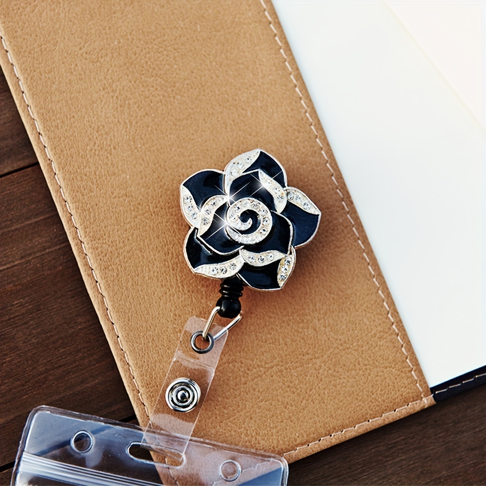 FLOWER Badge Reel, Retractable badge Reel, Floral badge Button - Keychains  & Lanyards