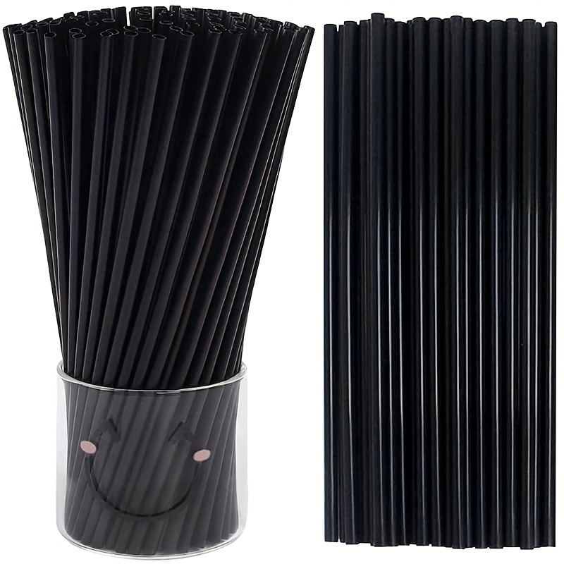 Small Black Plastic Straws, Individually Plastic Wrapped (8mm x 21cm)