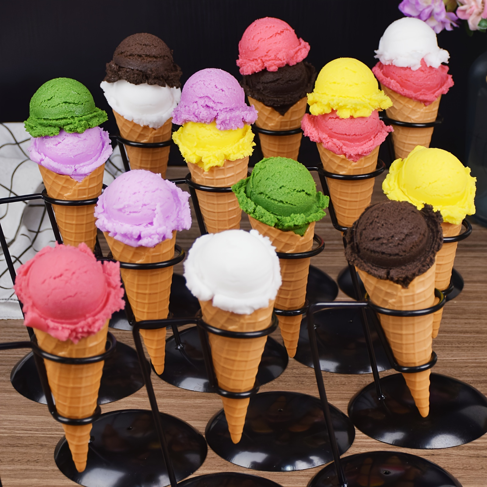  Fake Ice Cream Faux Double Scoop WAFFLE Cone Food Photo Prop  Gift Decor : Handmade Products