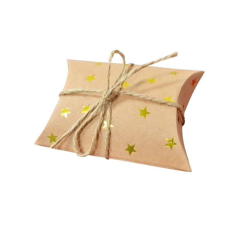Image of 10 Pieces Of Festive Party Pillow-shaped Candy Boxes Made Of Golden And Silvery Hot- Paper For Gift Packaging