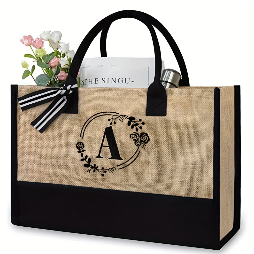 Minimalist Letter Tape Decor Large Capacity Tote Bag