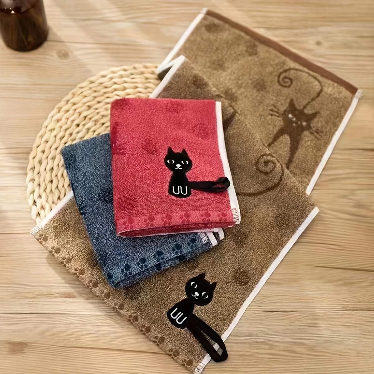 

1pc Cat Pattern Hand Towel Bathroom Small Hanging Towel For Wiping Hands 50cm X 25.5cm