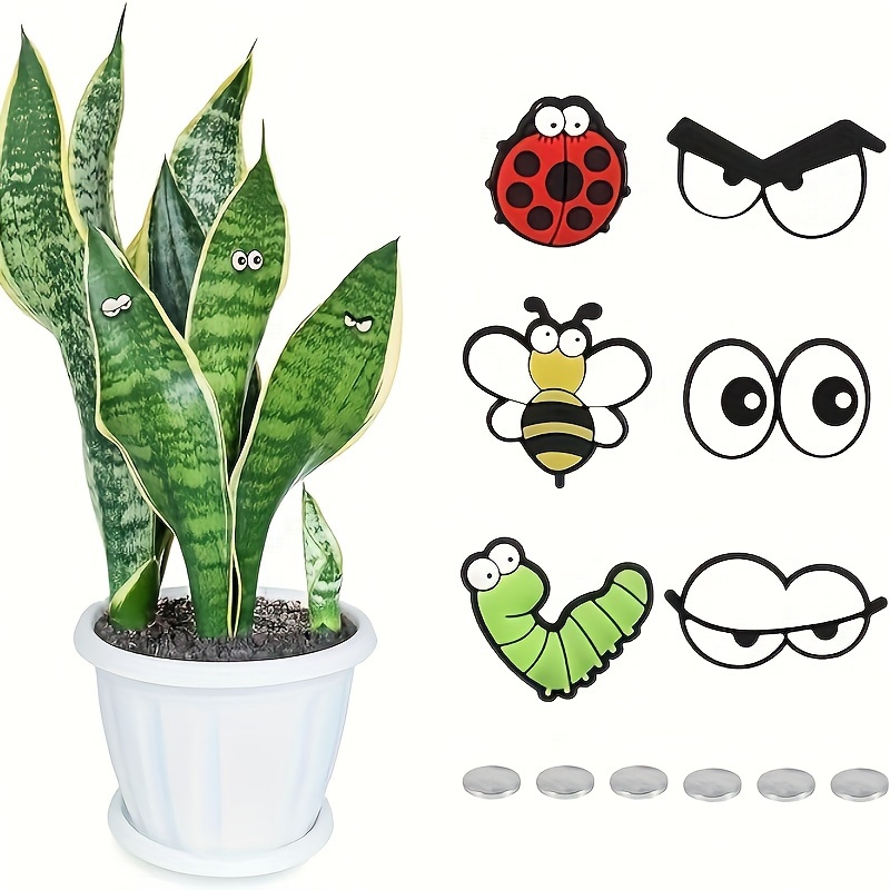 Cute Plant Magnets Eyes for Potted Plants, Plant Safe Magnet Pins Charms,  Unique Gifts for Plant Lovers, Indoor Plant Accessories, Set of 6