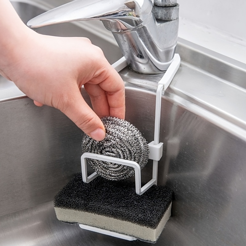 Kitchen Details Double Sink Sponge Holder in White - Metal Hanging
