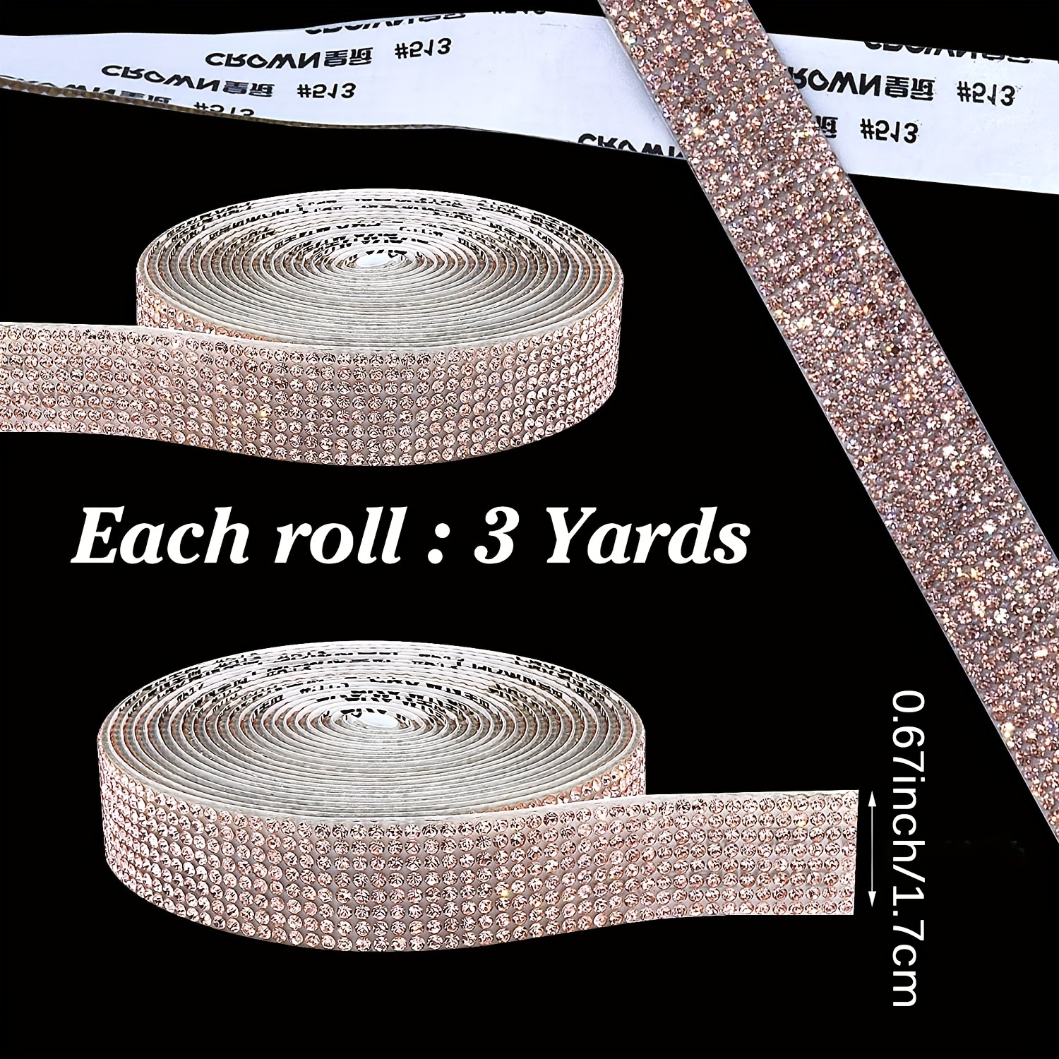 Self-Adhesive Rhinestone Trim Tape Diamond Ribbon DIY Strips Sticker 1 Meter