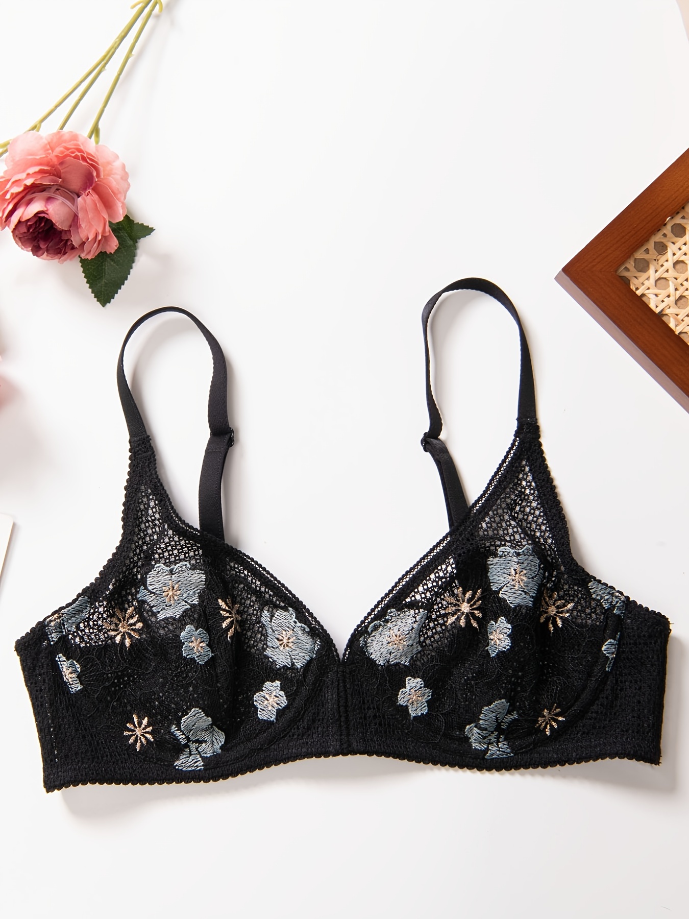Valentine's Day Embroidered Balconette Bra Sexy Lace See - Temu Germany