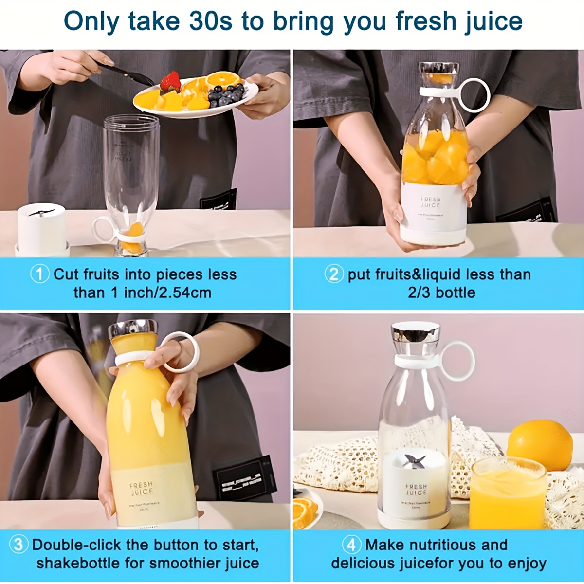 Blender Bottle fresh Juicer Smoothie Juice Mini Mixer Potable