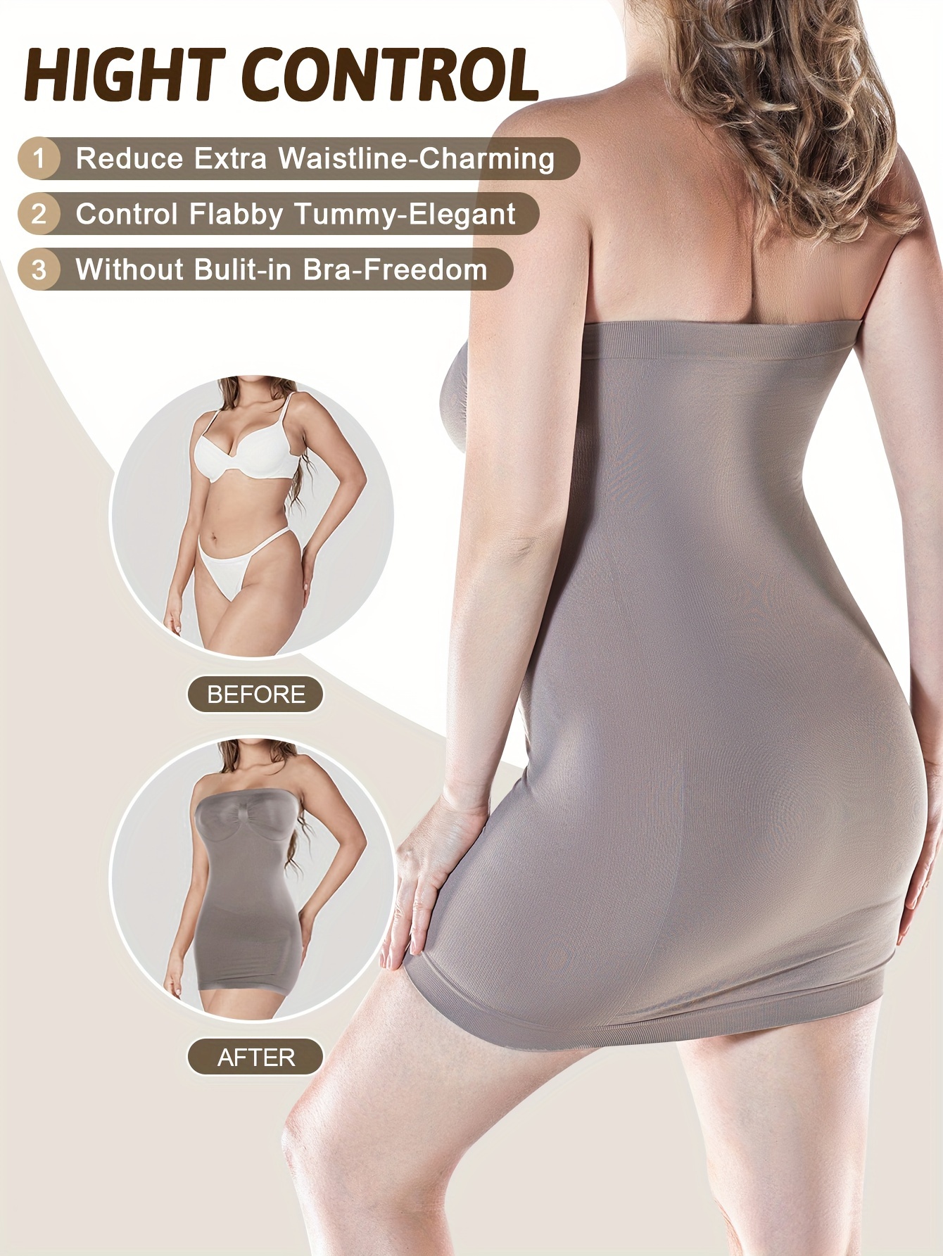 Seamless Shaping Strapless Dress, Tummy Control Slimming Body Shaper,  Women's Underwear & Shapewear