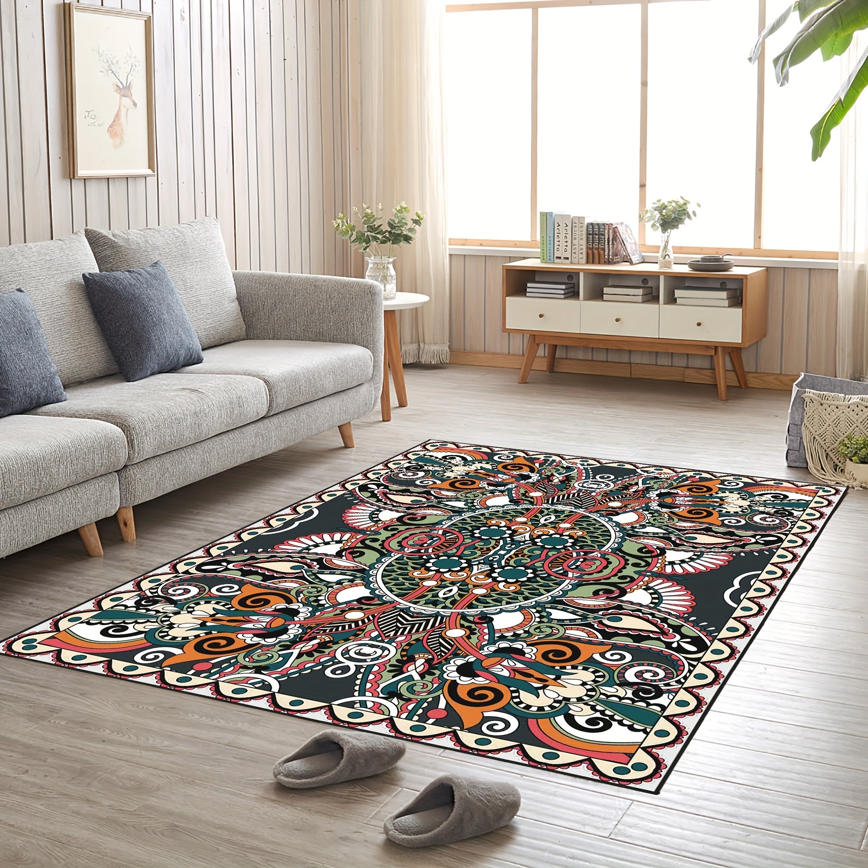 Vintage Bohemian Design Ornamental Carpet Area Rug, Floral Ornamental  Carpet Indoor Washable Rugs, Boho Rug Backing - Non-slip & Durable, Soft  Fluffy Carpet For Bedroom Kitchen Dining Floor - Temu