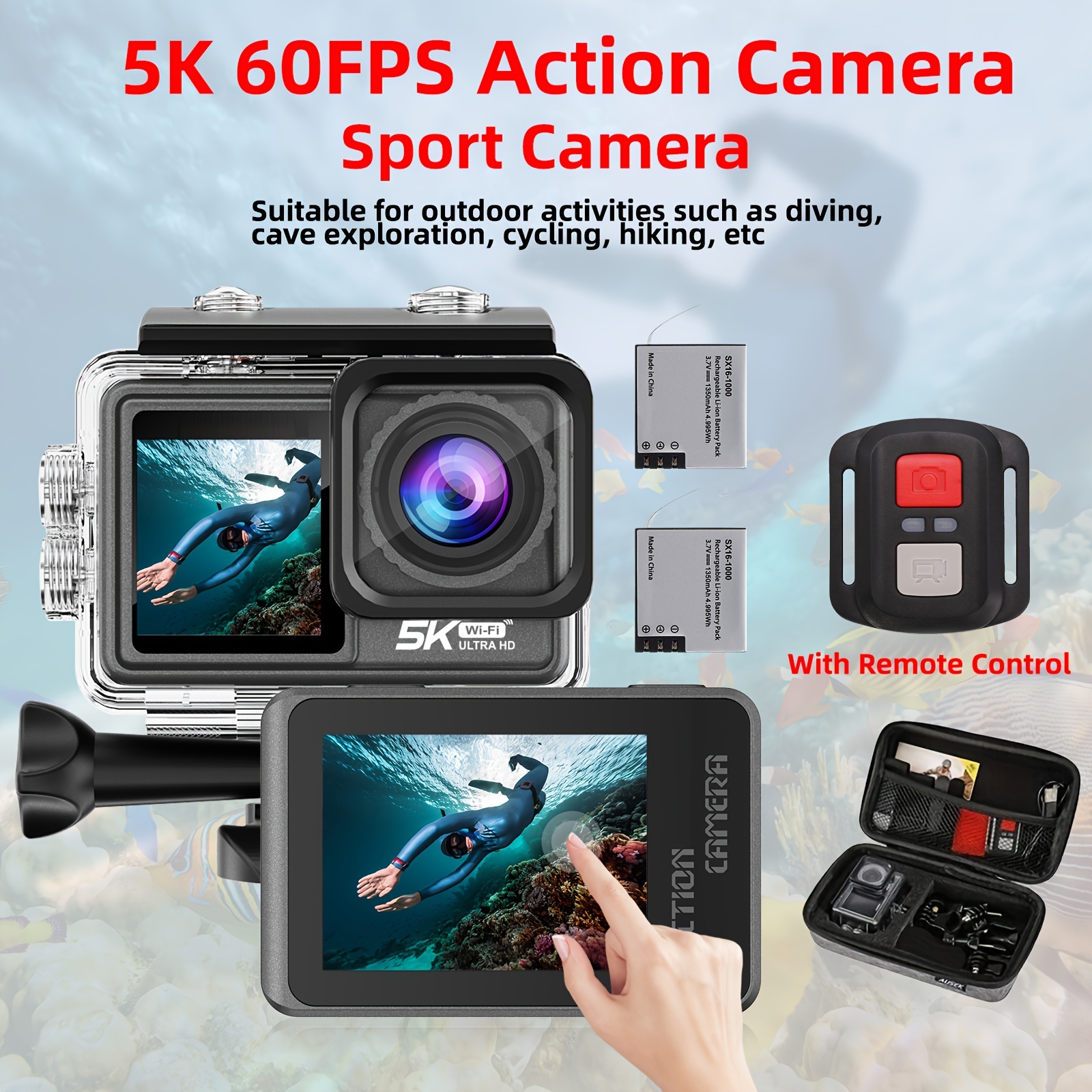 4k 30fps Wifi Action Camera Ultra Hd With Underwater Waterproof Camera With  2 Batteries And Helmet Accessories Kit - Temu Spain