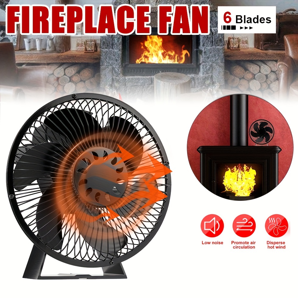 6 Blades Fireplace Fan Double Motors Wood Stove Fan For - Temu