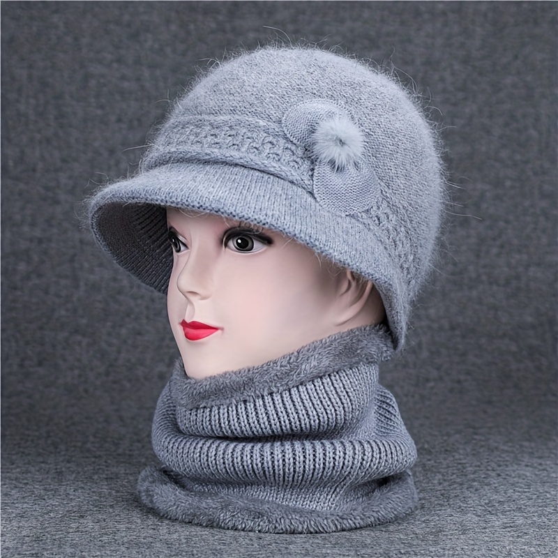 Chapeau en laine pour femmes, doublé polaire, ensemble écharpe