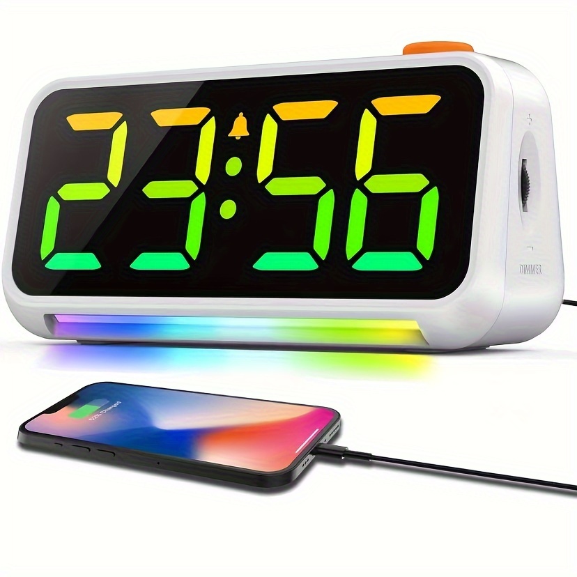 Reloj despertador inteligente con forma de G, luz nocturna RGB inalámbrica,  altavoz Bluetooth, control táctil, lámpara de noche regulable, repetición