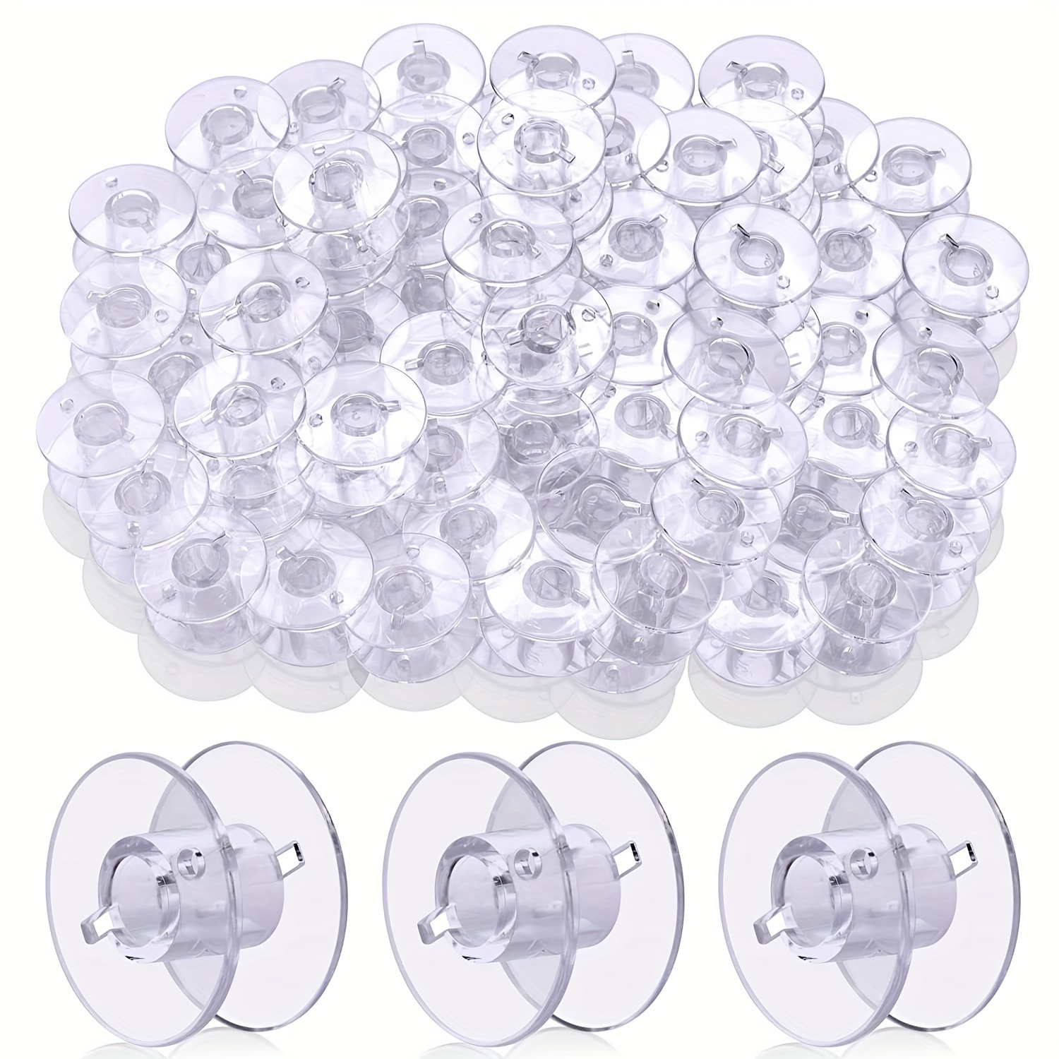 

50 Pack Clear Plastic Sewing Machine Bobbins Class 15, Sewing Bobbins Compatible For Brother Singer Janome Kenmore Machines Style Sa156 Transparent Bobbins Spools Embroidery Bobbins Sewing Accessories