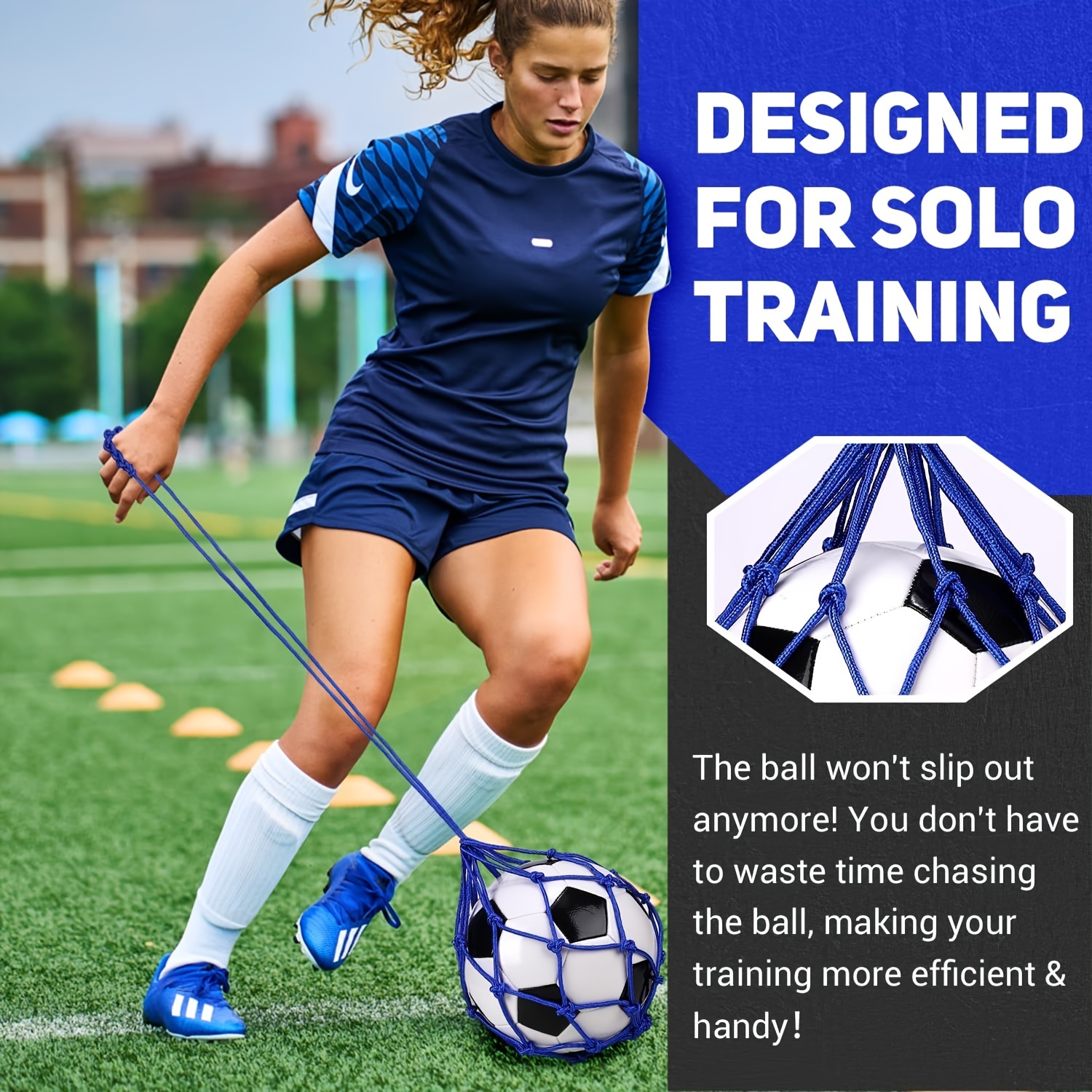 Kick Trainer, Soccer Ball Net Kicker, Fits Ball Size 3, 4, 5, Solo Soccer Kick Practice Training Aid,  Trainer Juggling Net