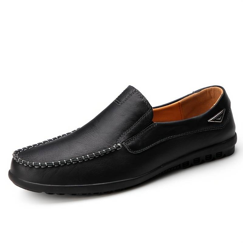 Men's Leather Stitch Casual Loafer Shoes With Rubber Sole - Clothing ...