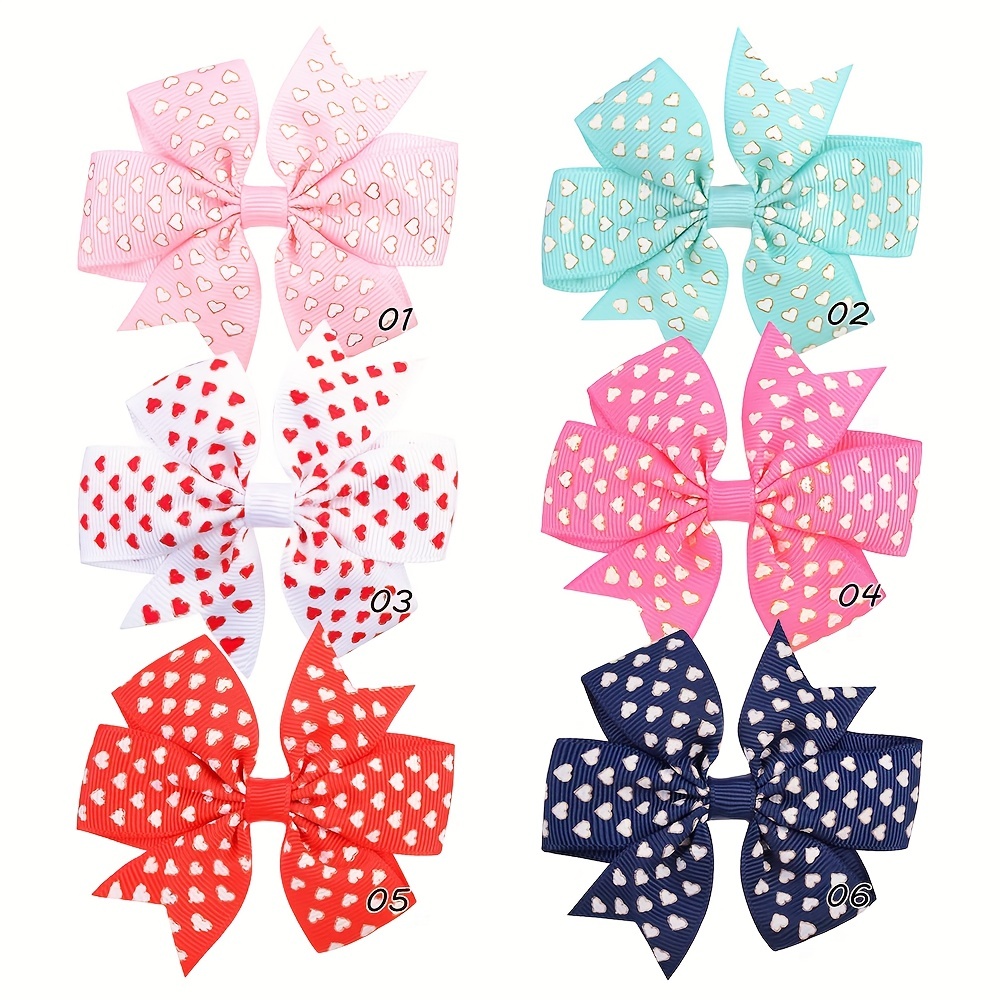 6pcs Candy Ribbed Bow Hair Clip Set for Kids