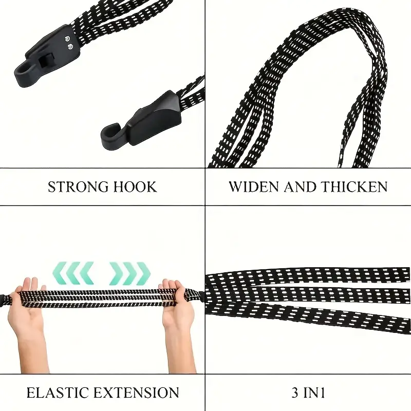 5pcs 3-in-1 Bike Bungee Cords - Nylon Tie Down Straps for Motorcycle  Transport - Lashing Loops with Elastic Rope and Plastic Hooks
