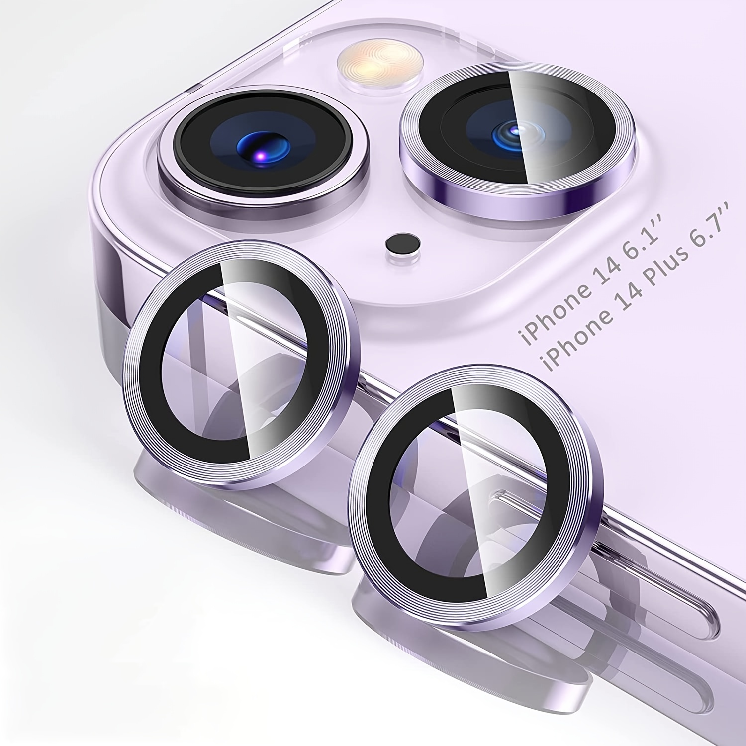For iPhone 14 Pro Max 14 Plus Tempered Glass Metal Camera Lens Protector  Cover