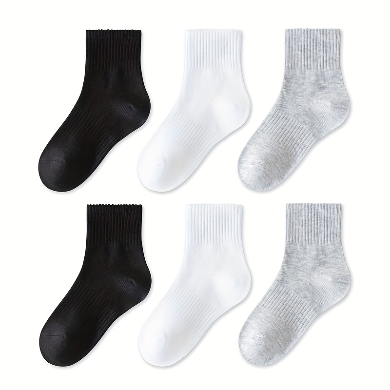 Boy's Solid Crew Socks Comfy Breathable Casual Simple Style - Temu