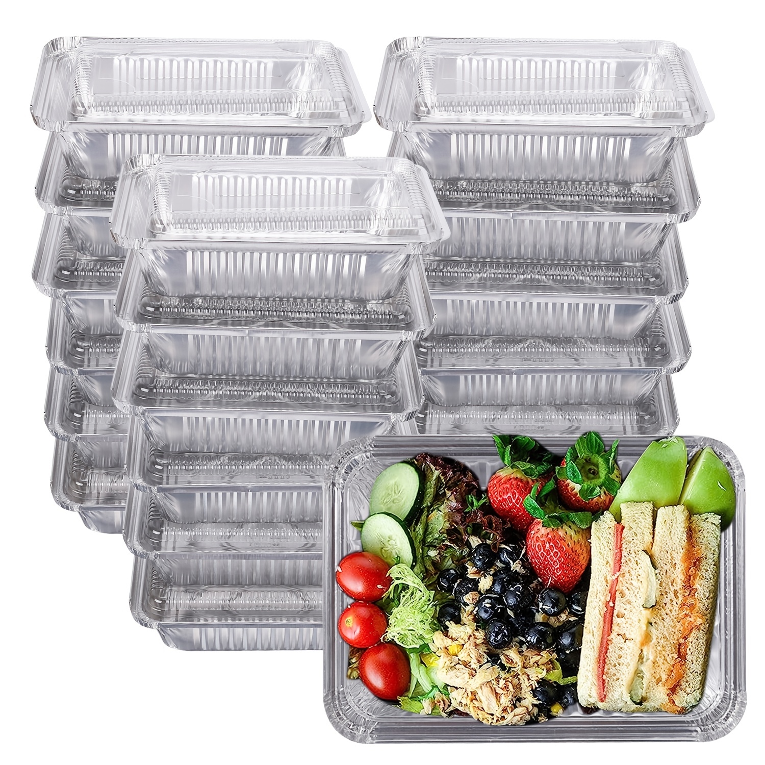 20 Pack Half Size Aluminum Pans with Lids, 9x13 Tin Food Storage Trays for  Baking, Catering, Table, Food