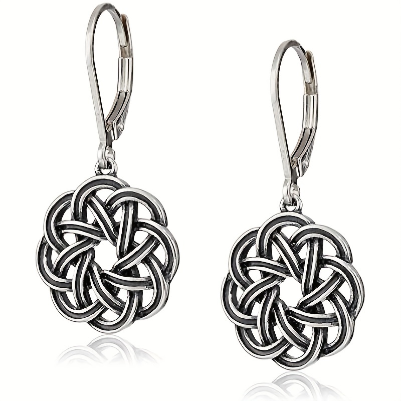 

Hollow Silvery Flower Design Dangle Earrings Retro Ethnic Style Copper Silver Plated Jewelry Trendy Gift For Women Girls