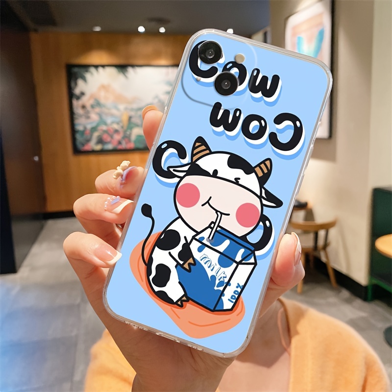 Carcasa Teléfono Cartoon Cute Milk Cow Iphone 15 Pro 14 13 - Temu Mexico