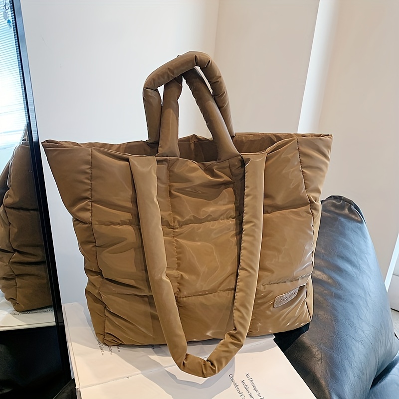 Women Nylon Padded Handbag Large Capacity Crossbody Bag Winter