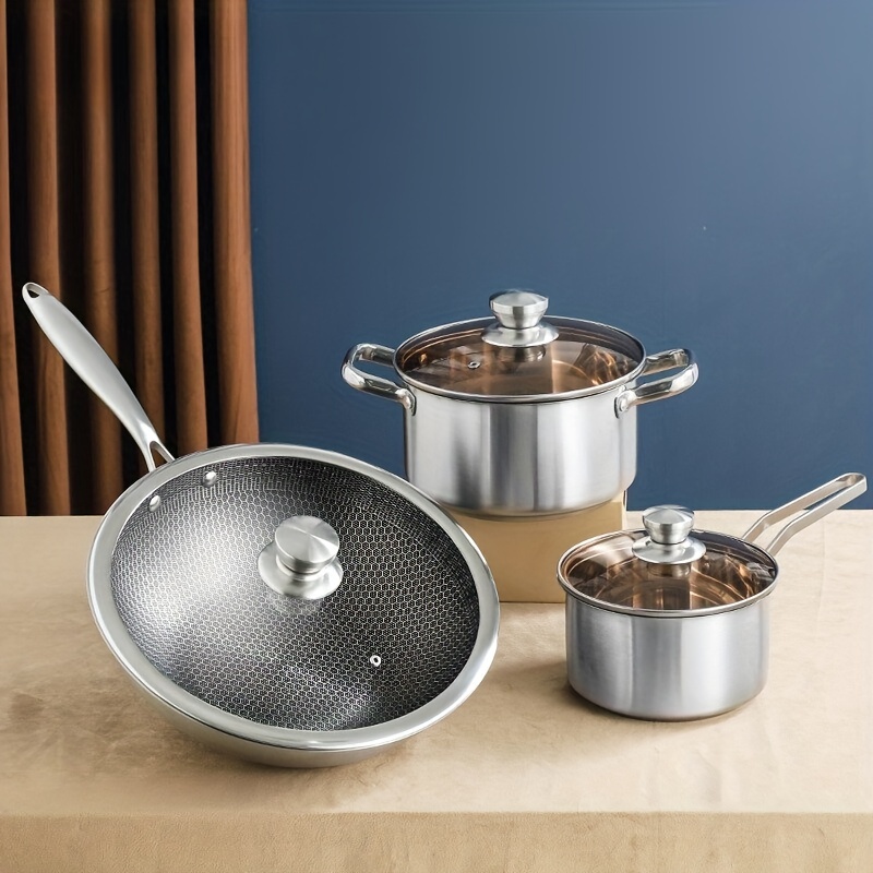 Cookware Set Stainless Steel Pot Non stick Pan/wok Stockpot - Temu
