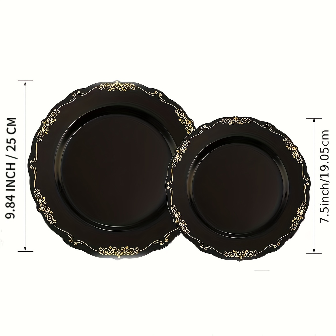 Golden Lace Design Black Plastic Plates 15 Dinner Plates And - Temu